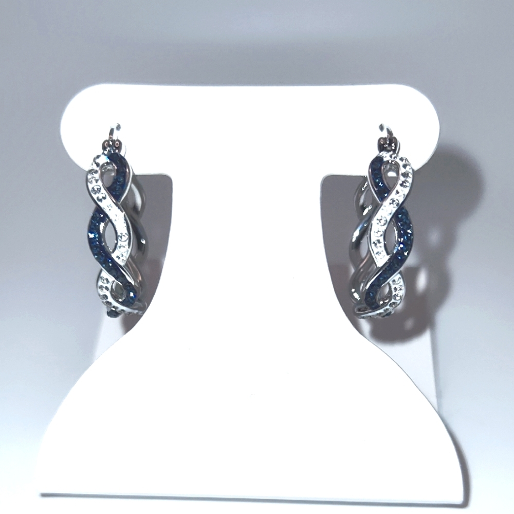 Kohl's Silver and Blue Swirl Earrings